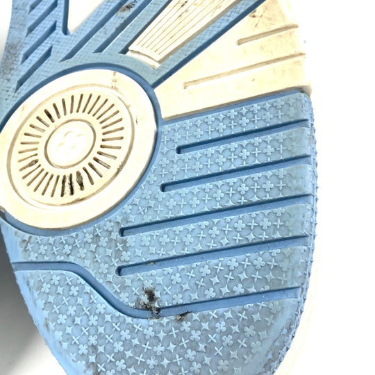 LOUIS VUITTON sneakers leather blue shoes shoe laces LV trainer line 8.5