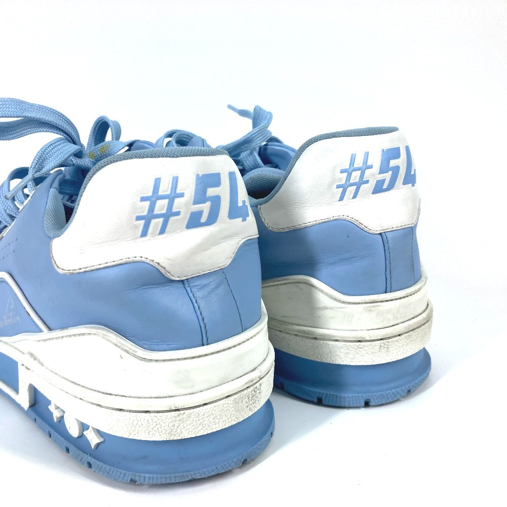 LOUIS VUITTON sneakers leather blue shoes shoe laces LV trainer line 8.5