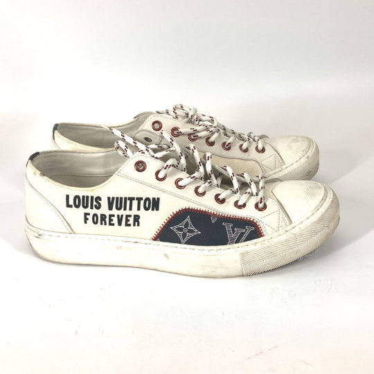 LOUIS VUITTON sneakers Canvas / leather white Tattoo line logo 5.5
