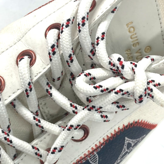 LOUIS VUITTON sneakers Canvas / leather white Tattoo line logo 5.5