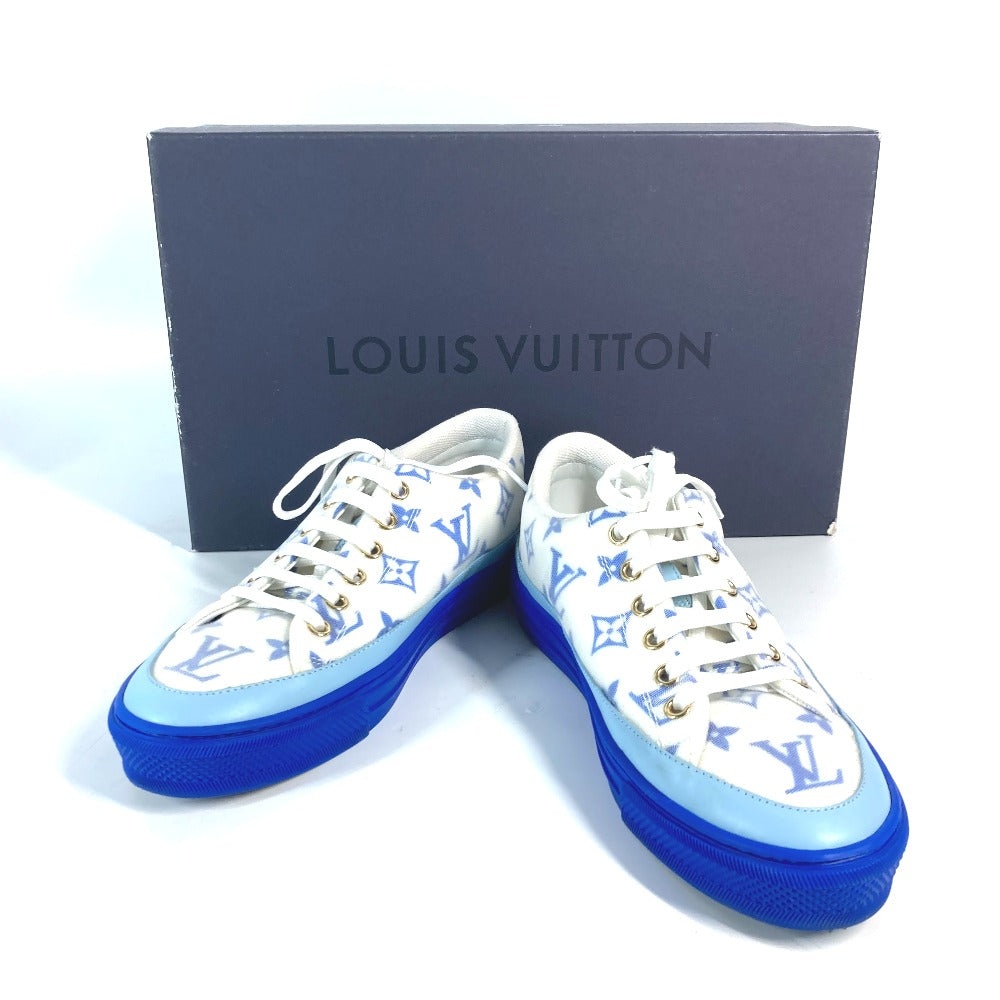 LOUIS VUITTON sneakers 1A65TZ leather blue Monogram Stellar line technical fabric Women 36.5 Used Authentic