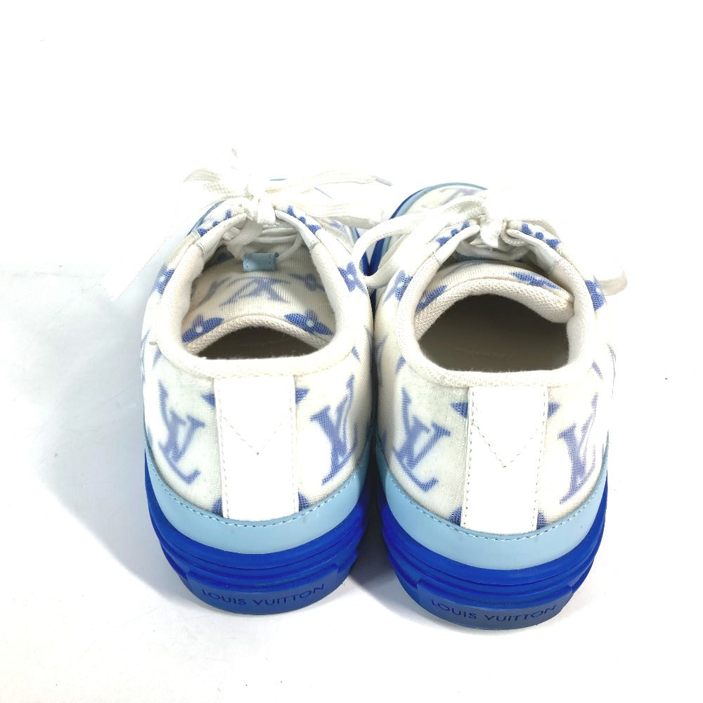 LOUIS VUITTON sneakers 1A65TZ leather blue Monogram Stellar line technical fabric Women 36.5 Used Authentic