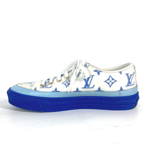 LOUIS VUITTON sneakers 1A65TZ leather blue Monogram Stellar line technical fabric Women 36.5 Used Authentic