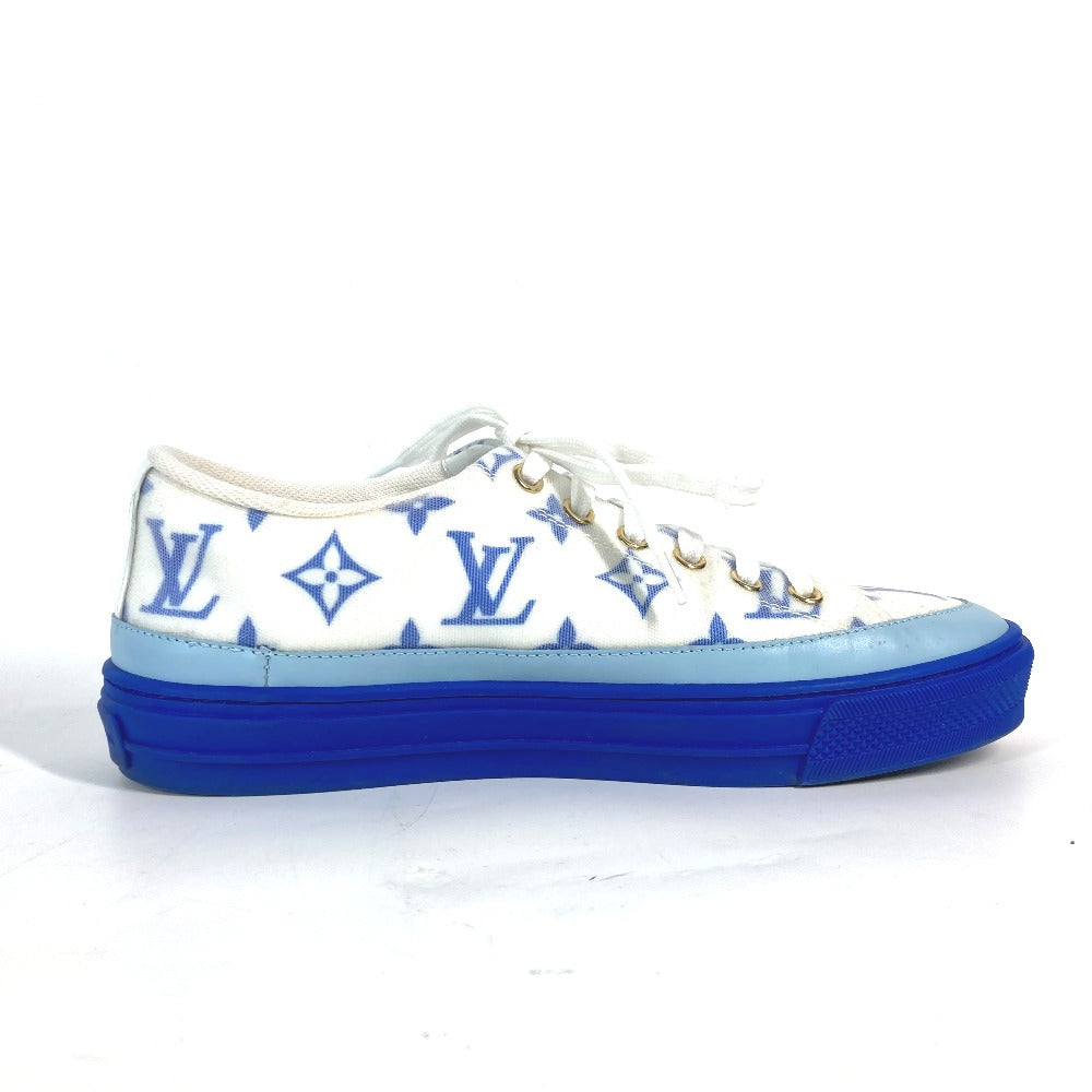LOUIS VUITTON sneakers 1A65TZ leather blue Monogram Stellar line technical fabric Women 36.5 Used Authentic