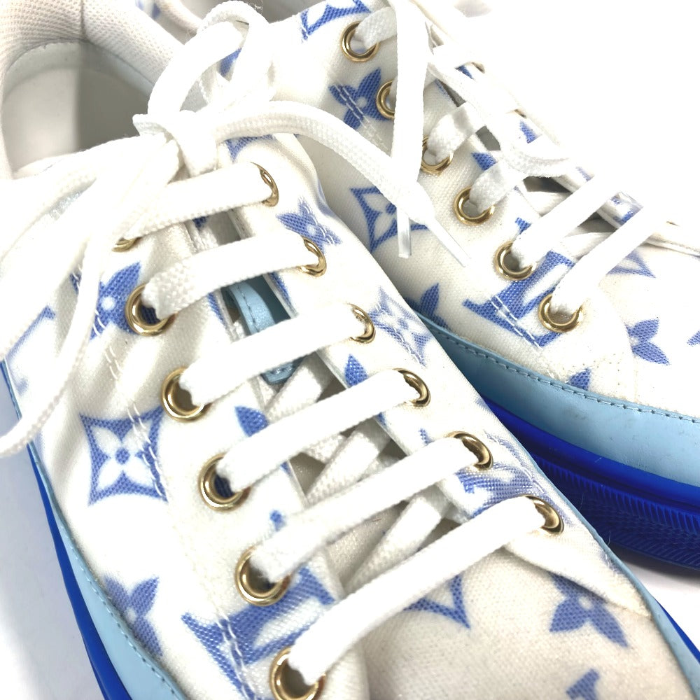LOUIS VUITTON sneakers 1A65TZ leather blue Monogram Stellar line technical fabric Women 36.5 Used Authentic