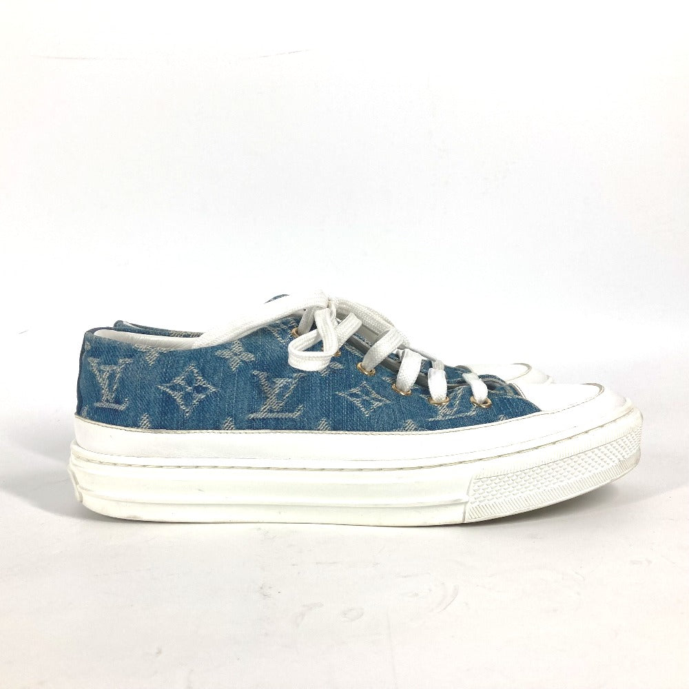 LOUIS VUITTON sneakers Monogram denim blue Monogram denim Shoes Shoe Laces Women 36.5 Used Authentic