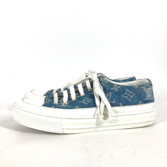 LOUIS VUITTON sneakers Monogram denim blue Monogram denim Shoes Shoe Laces Women 36.5 Used Authentic