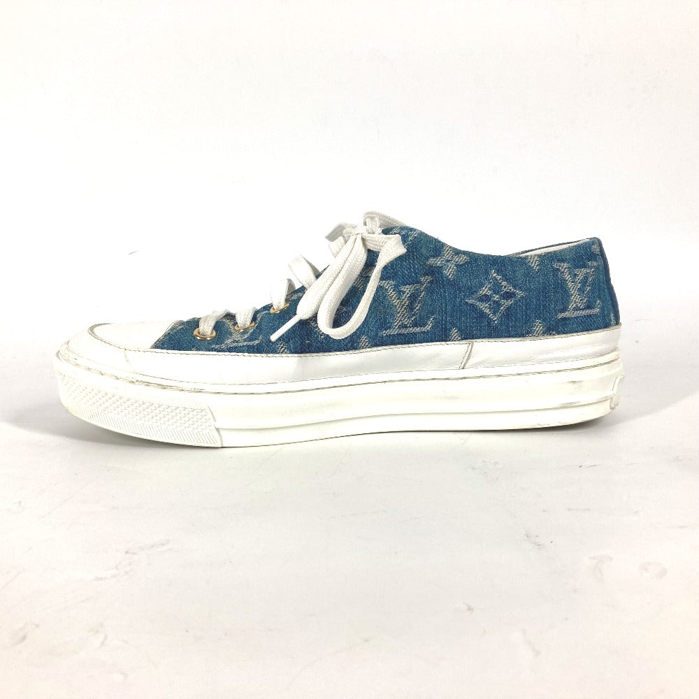 LOUIS VUITTON sneakers Monogram denim blue Monogram denim Shoes Shoe Laces Women 36.5 Used Authentic