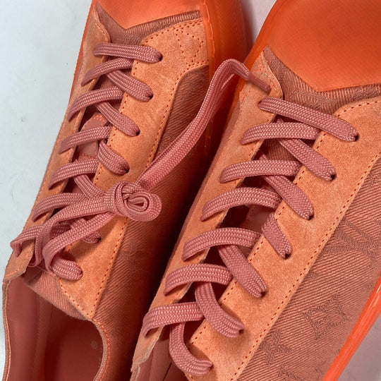 LOUIS VUITTON sneakers Canvas, Rubber Orange Tattoo line Monogram mens 7.5 Used Authentic