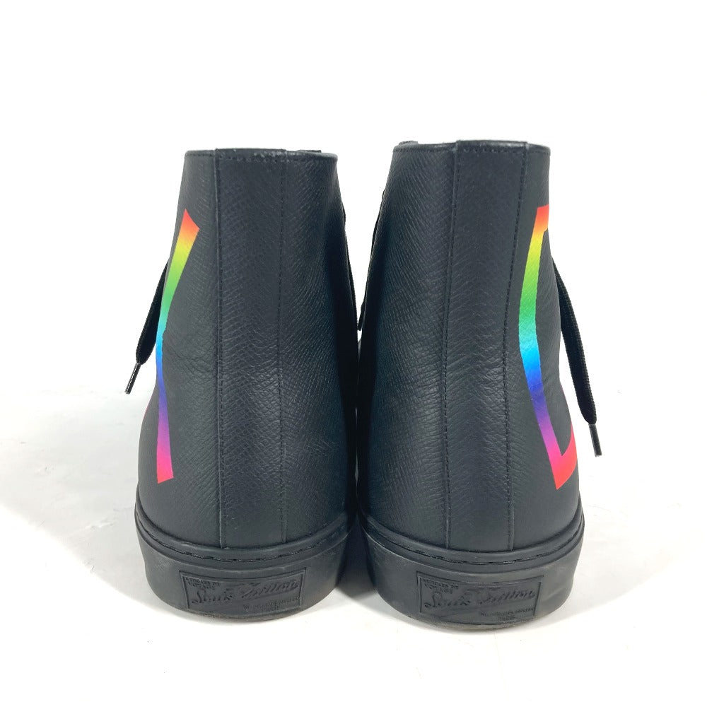 LOUIS VUITTON sneakers leather black Rainbow logo mens 8 1/2 Used Authentic