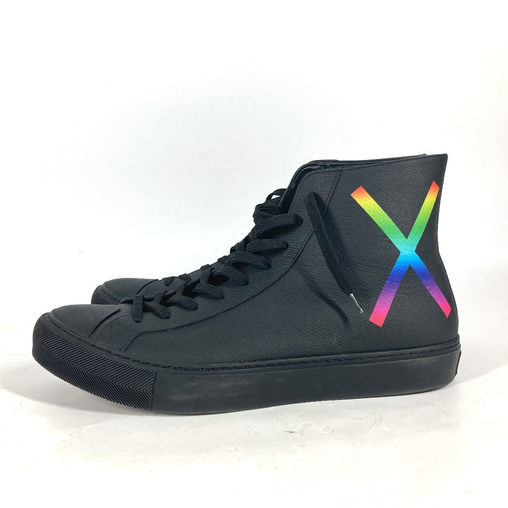 LOUIS VUITTON sneakers leather black Rainbow logo mens 8 1/2 Used Authentic