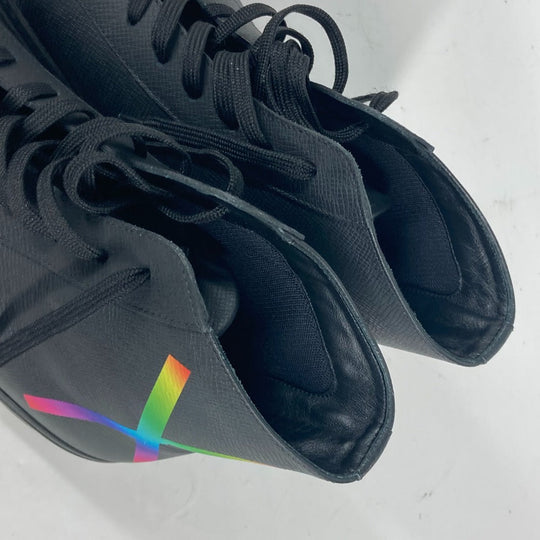 LOUIS VUITTON sneakers leather black Rainbow logo mens 8 1/2 Used Authentic