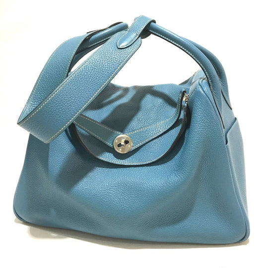 HERMES Handbag Taurillon Clemence blue Lindy 34 Women Used Authentic