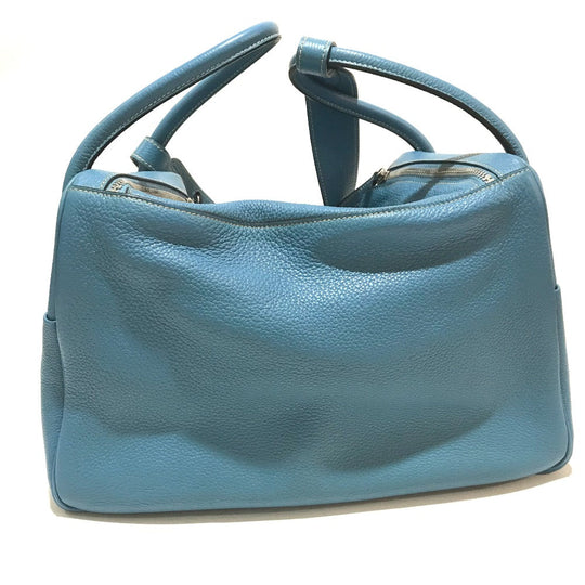HERMES Handbag Taurillon Clemence blue Lindy 34 Women Used Authentic