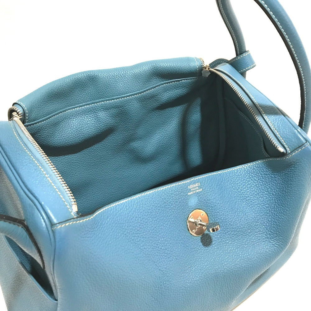 HERMES Handbag Taurillon Clemence blue Lindy 34 Women Used Authentic