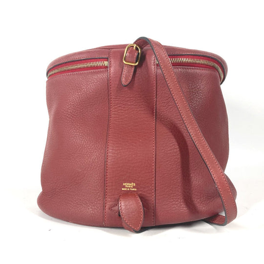 HERMES Handbag leather Red City Women Used Authentic