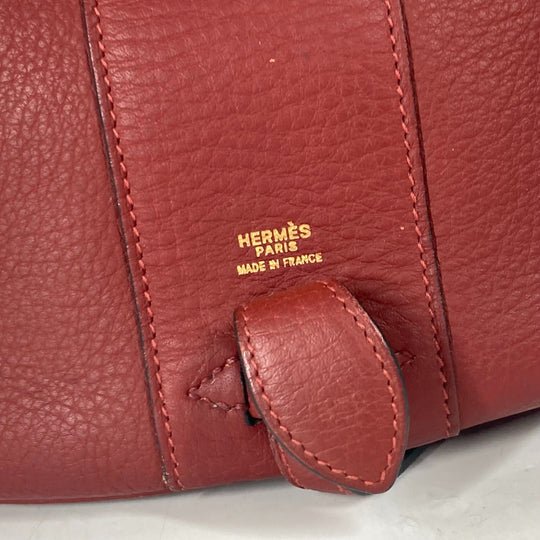 HERMES Handbag leather Red City Women Used Authentic