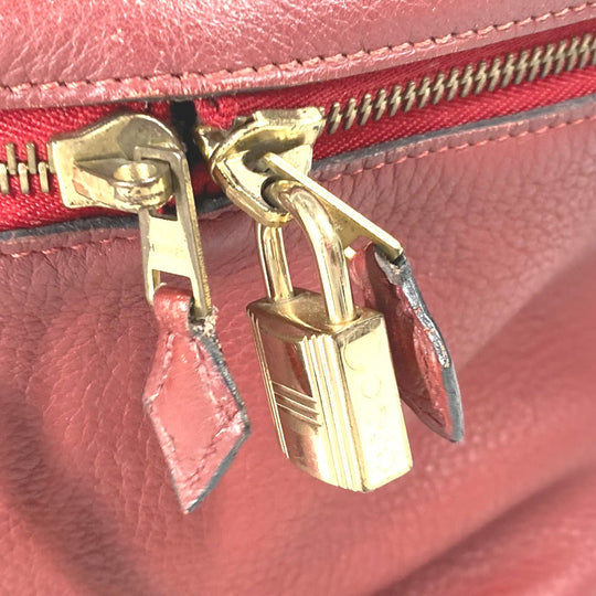 HERMES Handbag leather Red City Women Used Authentic