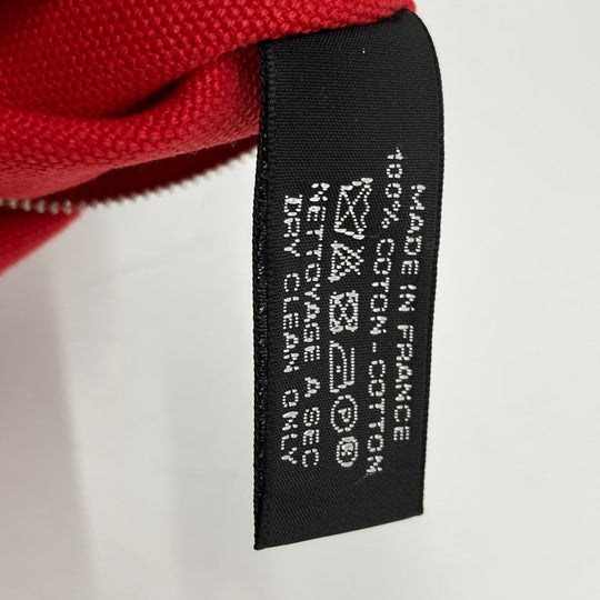 HERMES Pouch cotton Red Flat fastener Yachting GM unisex(Unisex) Used Authentic