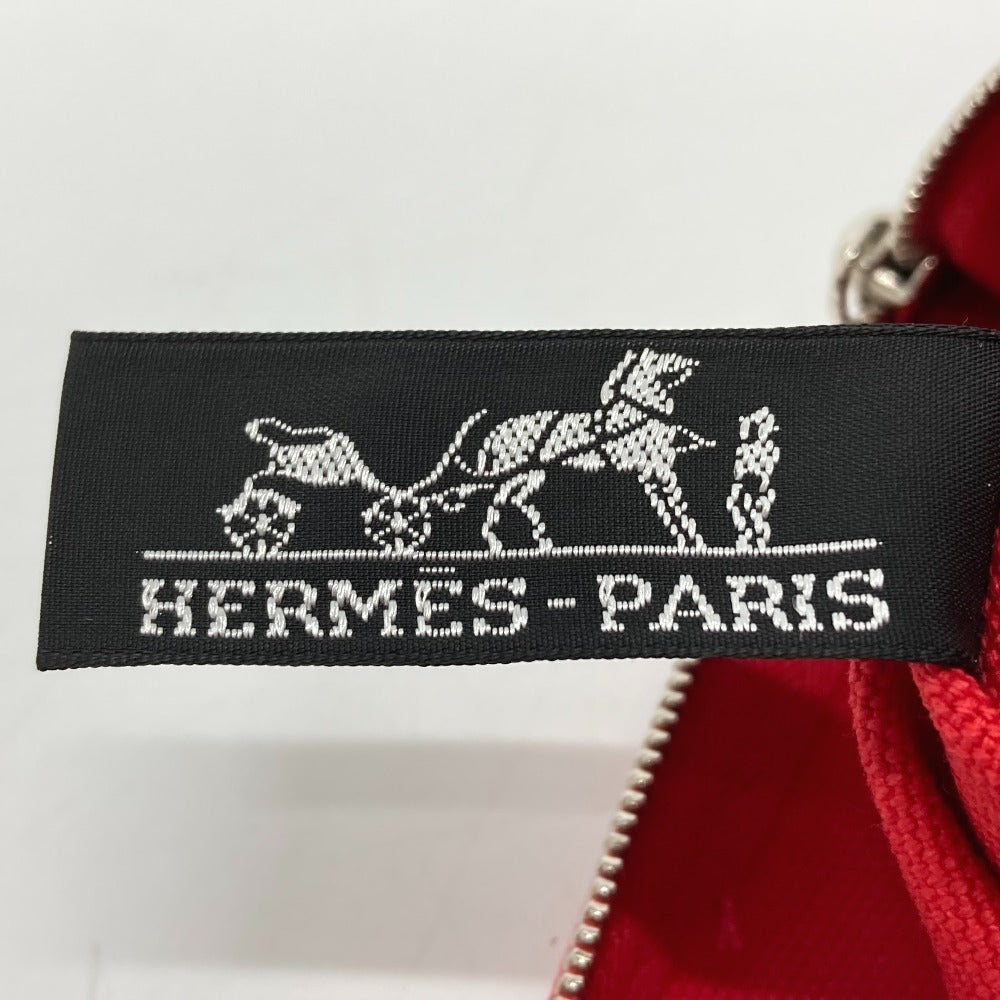 HERMES Pouch cotton Red Flat fastener Yachting GM unisex(Unisex) Used Authentic