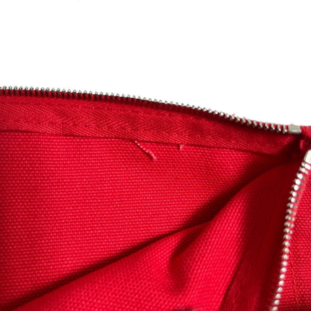 HERMES Pouch cotton Red Flat fastener Yachting GM unisex(Unisex) Used Authentic