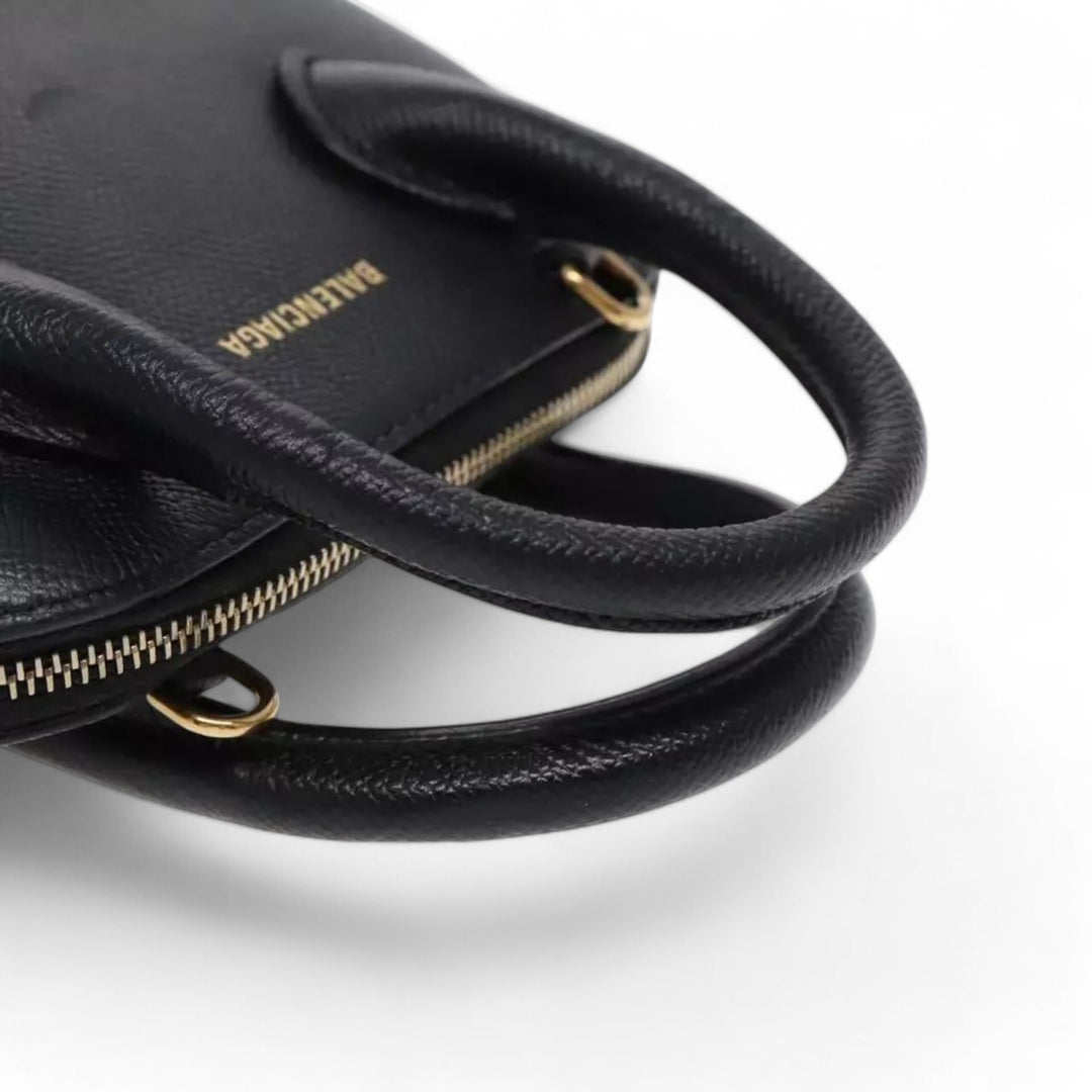 Balenciaga Ville Small Handbag Leather 2way Black Gold Women's Bag with Strap