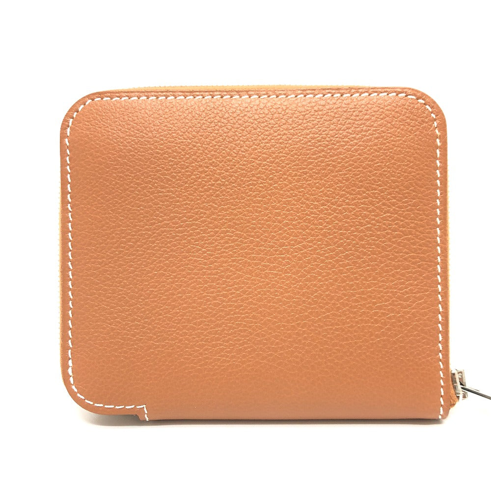 HERMES Folded wallet leather gold Azap silk in