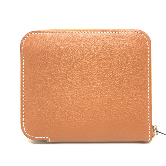 HERMES Folded wallet leather gold Azap silk in