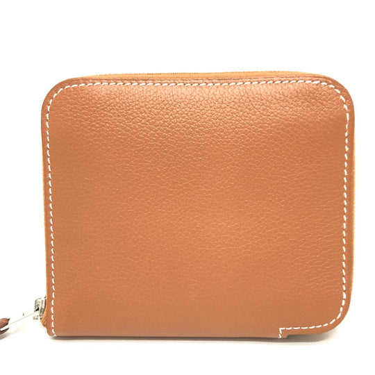 HERMES Folded wallet leather gold Azap silk in