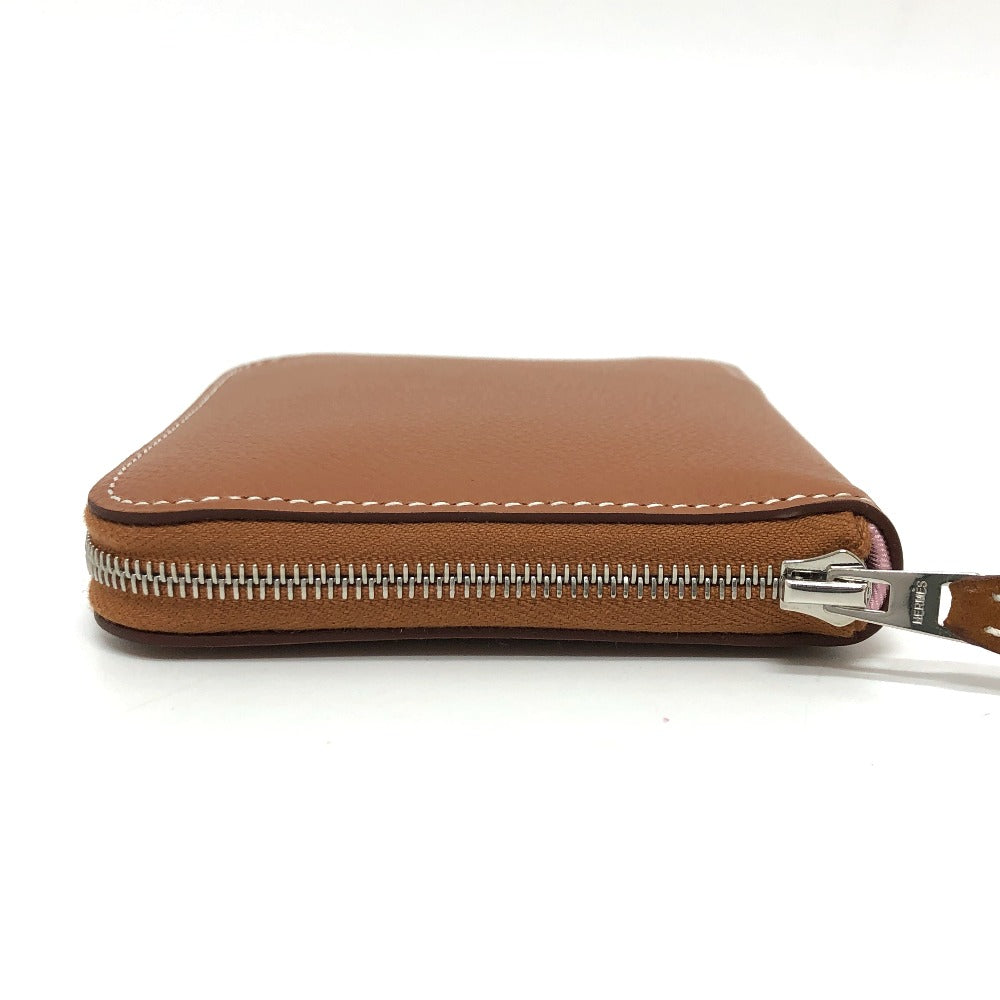 HERMES Folded wallet leather gold Azap silk in