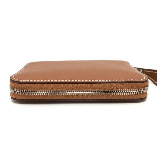 HERMES Folded wallet leather gold Azap silk in