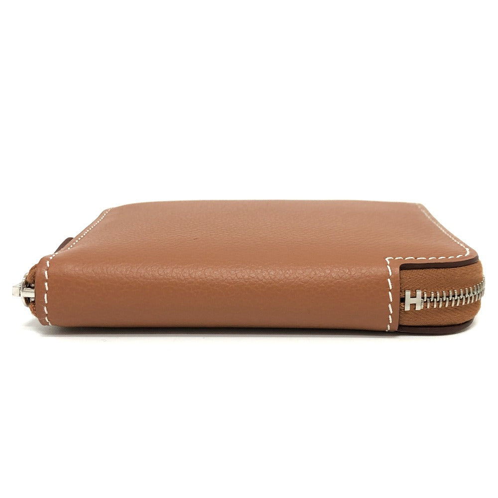 HERMES Folded wallet leather gold Azap silk in