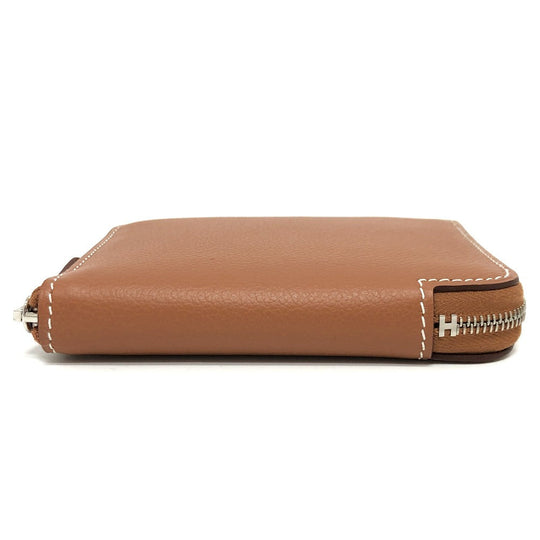 HERMES Folded wallet leather gold Azap silk in