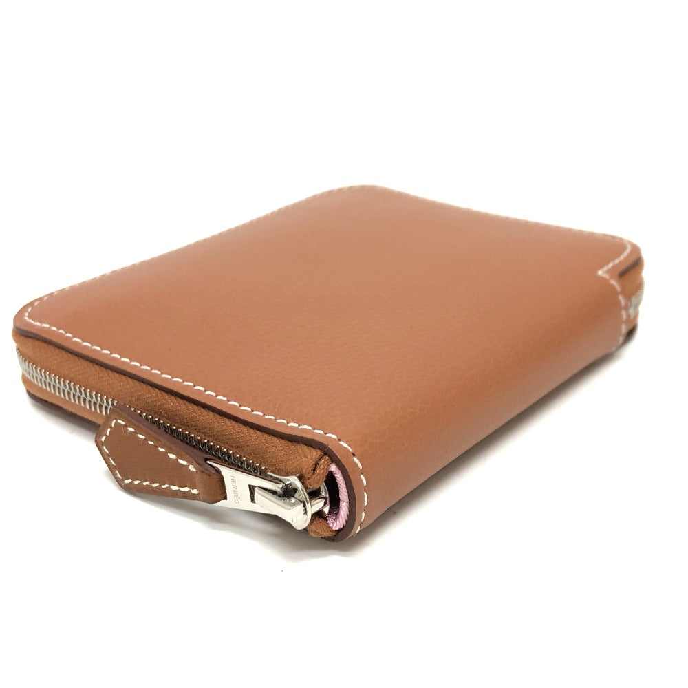 HERMES Folded wallet leather gold Azap silk in