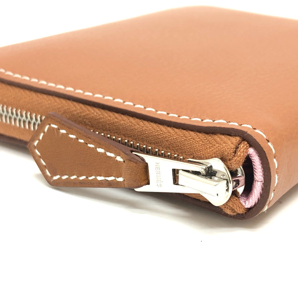 HERMES Folded wallet leather gold Azap silk in