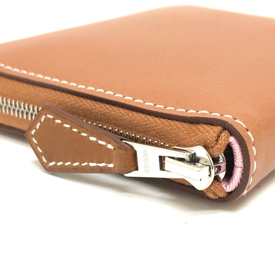 HERMES Folded wallet leather gold Azap silk in