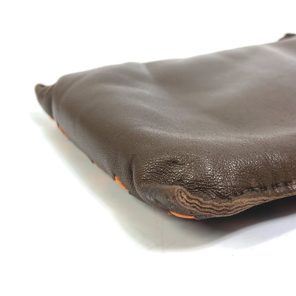 HERMES Pouch Anyo Miro Brown Pochette Pillow PM Women Used Authentic