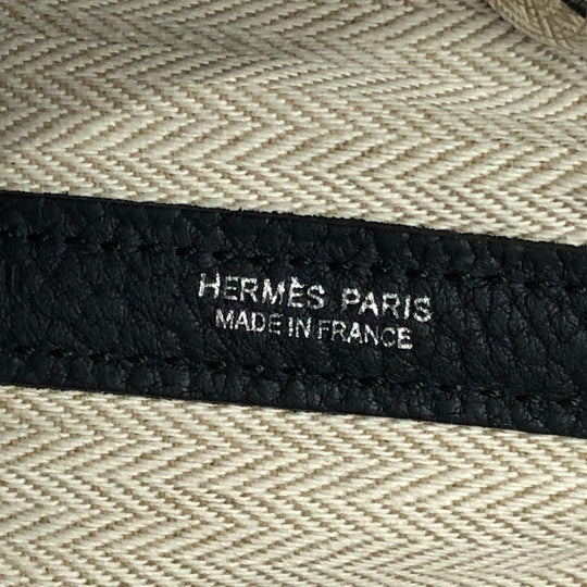 HERMES Handbag leather black Garden Party TPM Negonda
