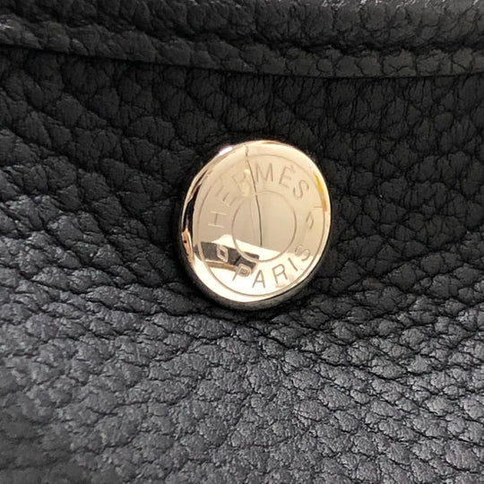 HERMES Handbag leather black Garden Party TPM Negonda