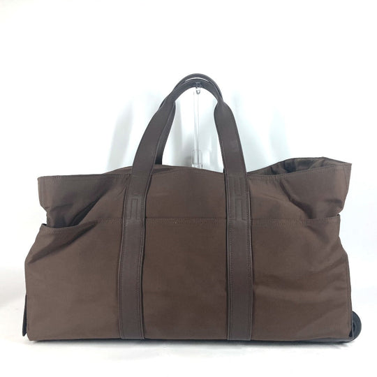 HERMES Carry Bag Nylon Brown suitcase Akapu Luco unisex(Unisex) Used Authentic