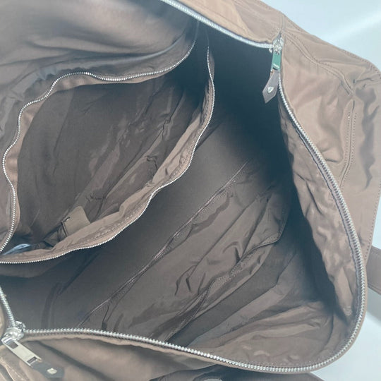 HERMES Carry Bag Nylon Brown suitcase Akapu Luco unisex(Unisex) Used Authentic