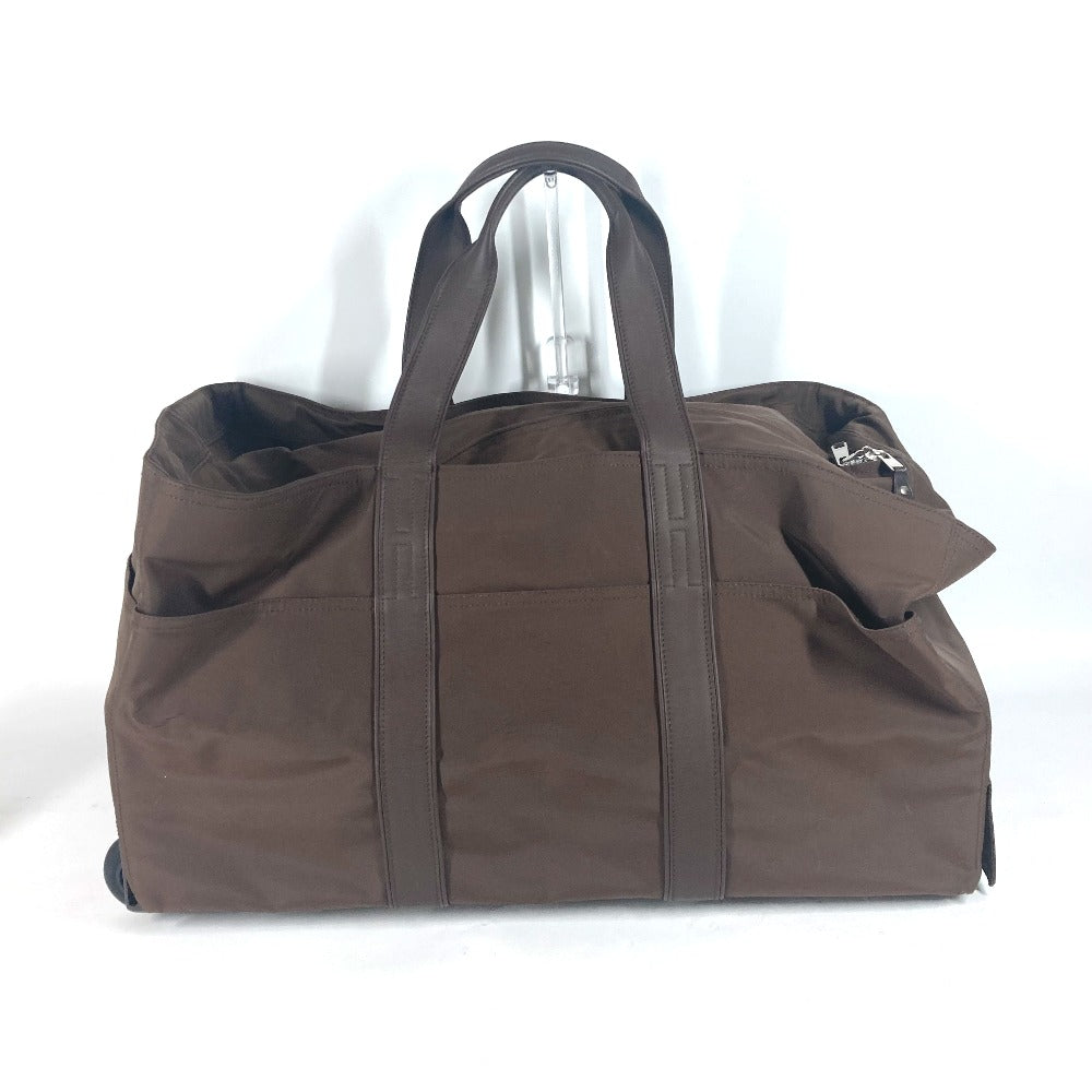 HERMES Carry Bag Nylon Brown suitcase Akapu Luco unisex(Unisex) Used Authentic