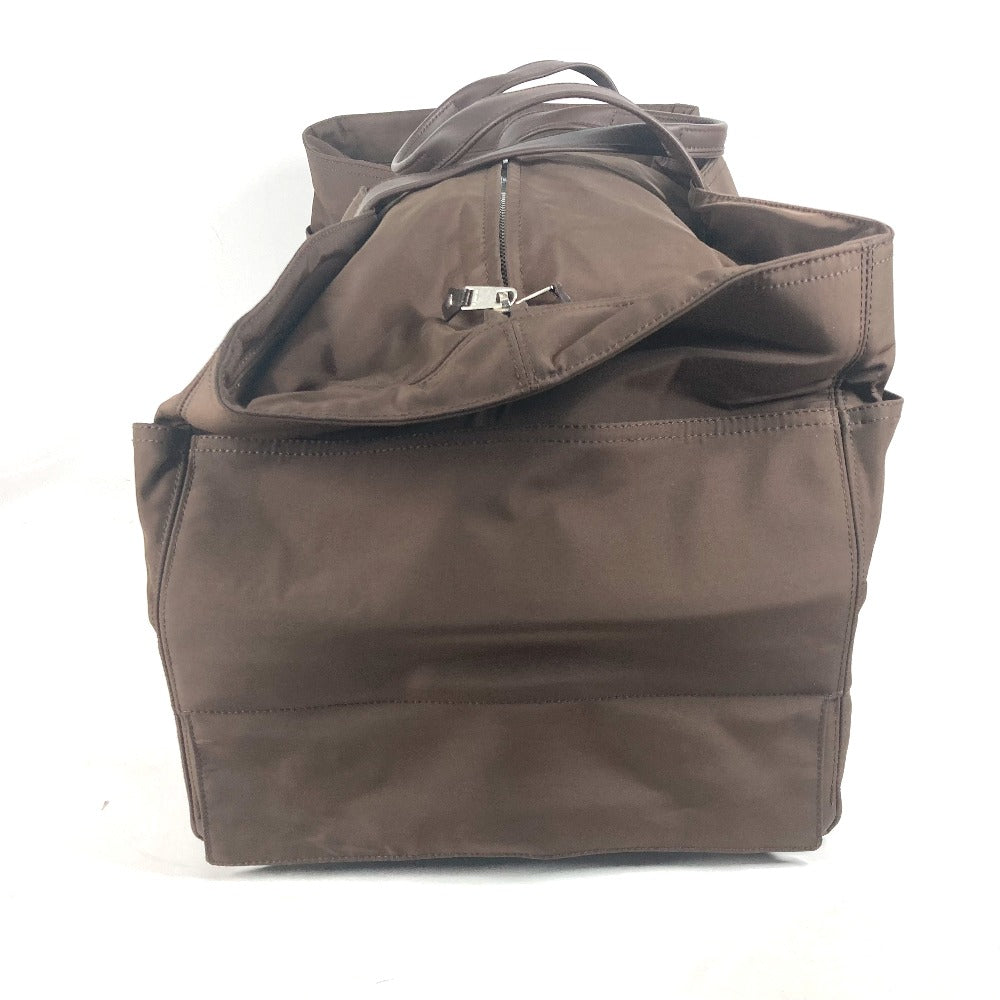 HERMES Carry Bag Nylon Brown suitcase Akapu Luco unisex(Unisex) Used Authentic