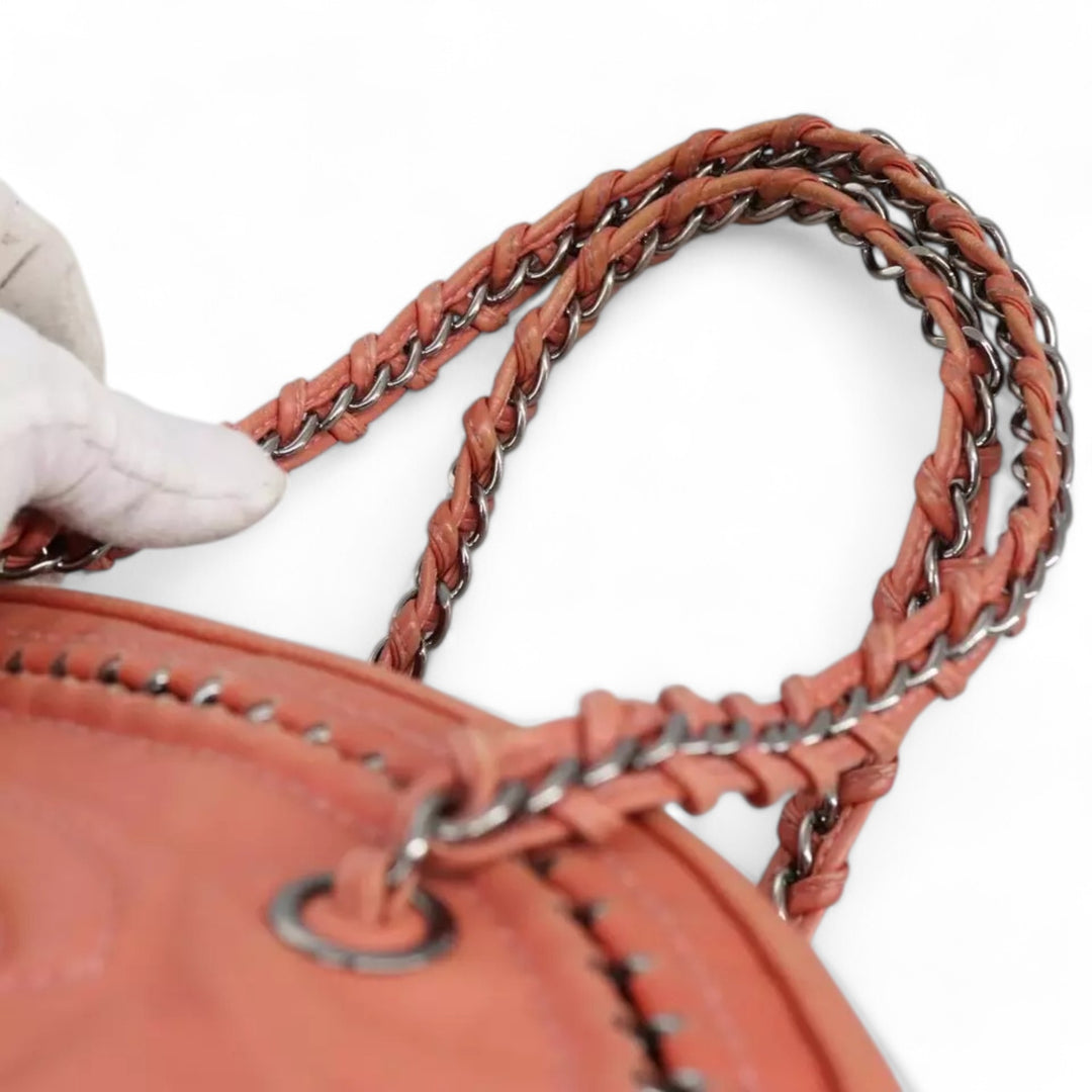 Chanel Coco Mark Chain Handbag Leather Pink Silver Women's Bag