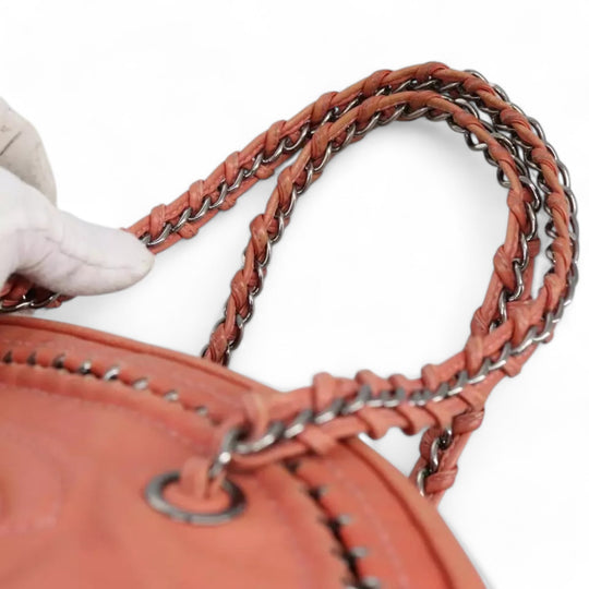 Chanel Coco Mark Chain Handbag Leather Pink Silver Women's Bag
