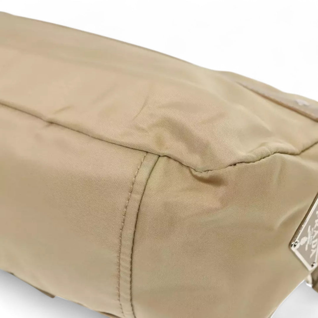 Prada Shoulder Nylon Bag Beige Silver Women