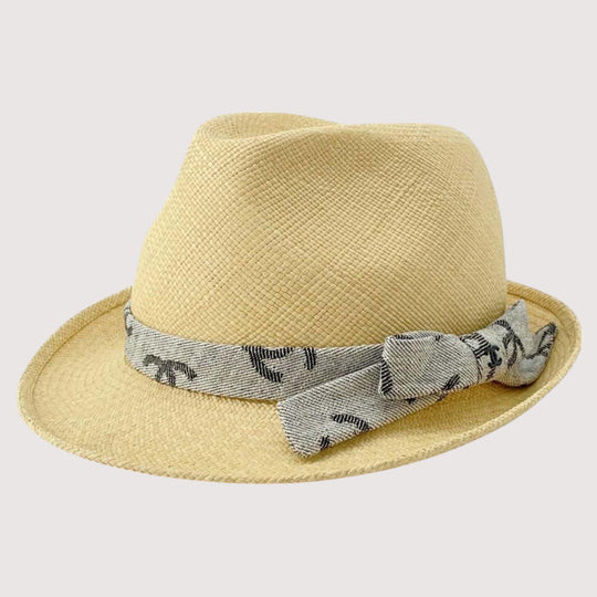 CHANEL CC Logo Ribbon Straw Beige Gray Hat New