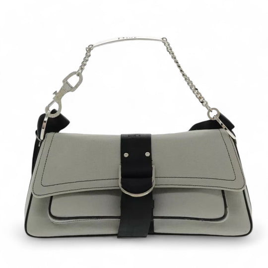 Christian Dior Hardcore Shoulder Bag Canvas Silver Womens Handbag