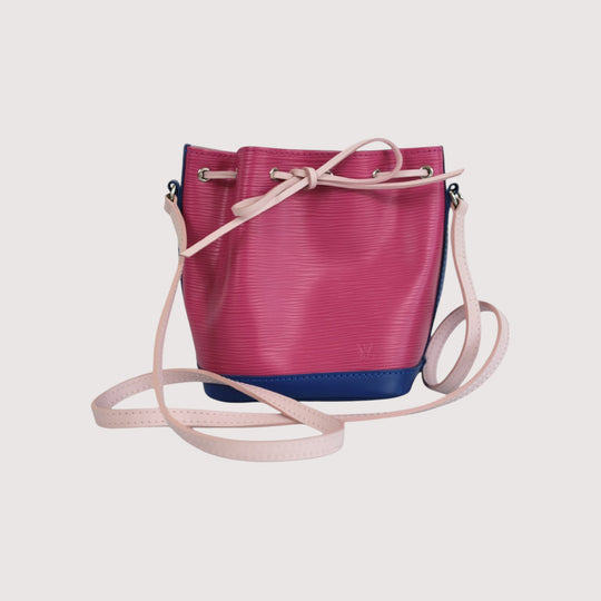 Louis Vuitton Nano Noe Pink Blue Epi Leather Crossbody Bag Women's Handbag Made in France