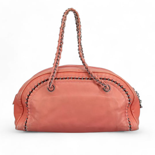 Chanel Coco Mark Chain Handbag Leather Pink Silver Women's Bag